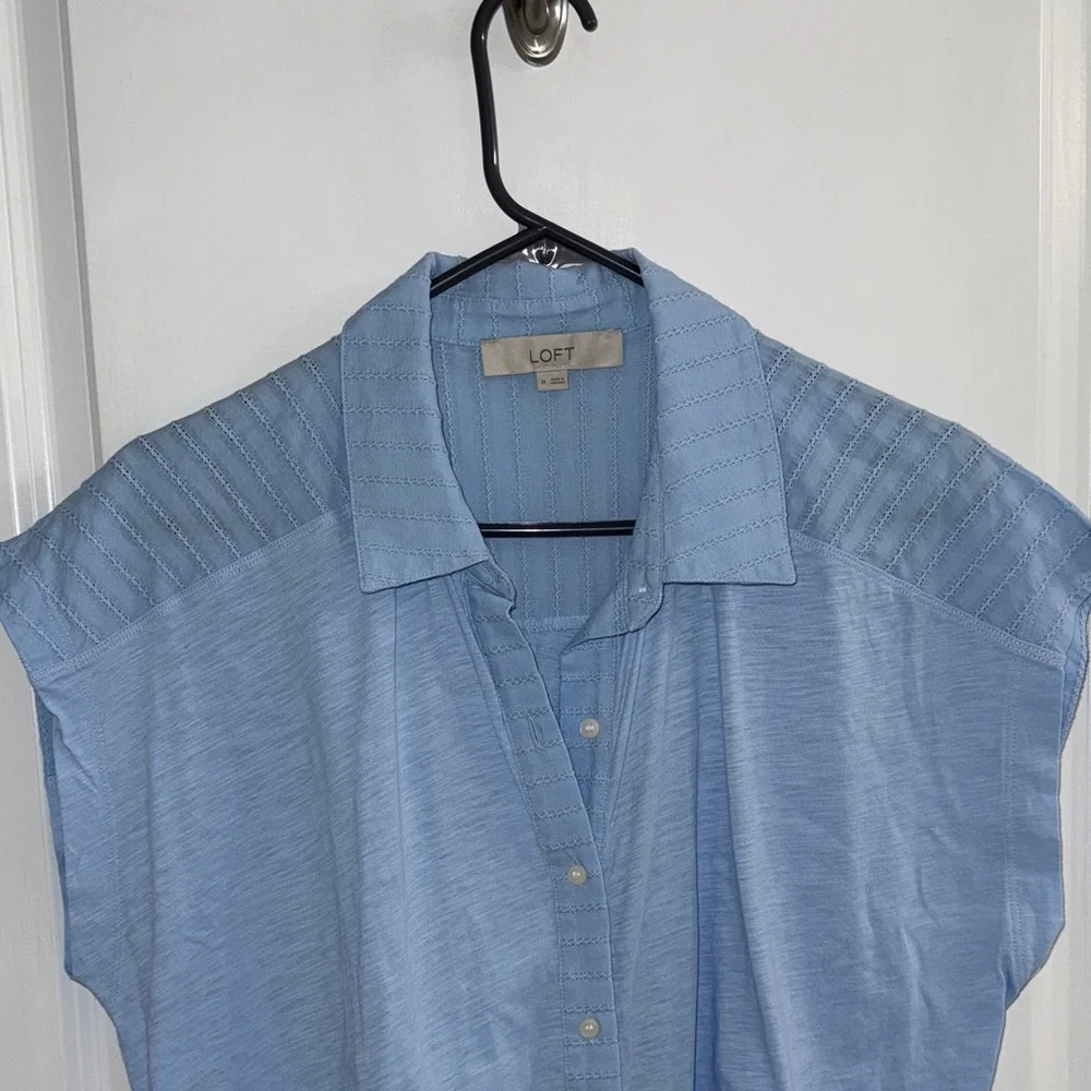 LOFT Sky Blue Button Down Shirt - Picture 2 of 6